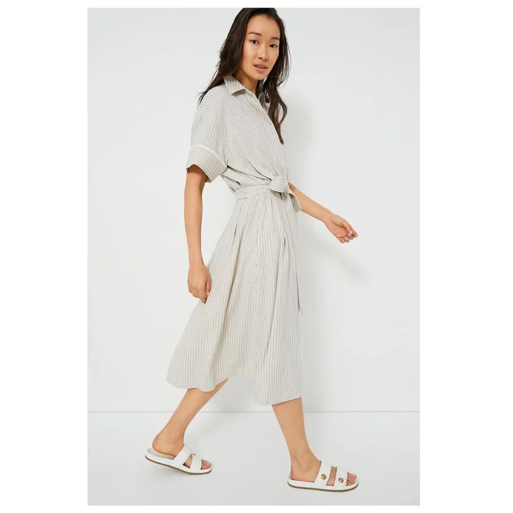 Tuckernuck | NEW Natural Stripe Kate Short Sleeve Midi Dress Size M - Picture 2 of 12